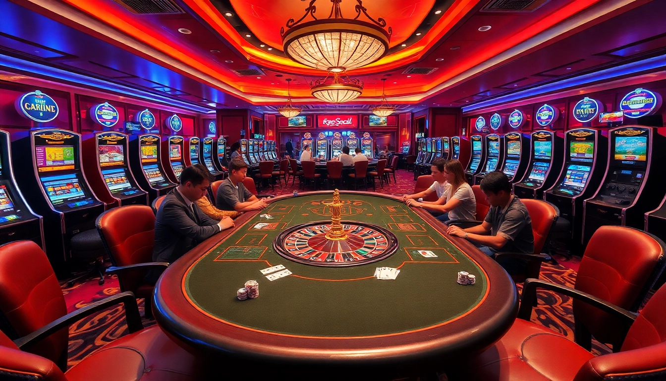 Experience the excitement of kp88.social in a professional casino setting with vibrant gaming elements.