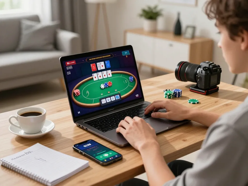 Engaging online gaming scene highlighting the SC88 trang chủ experience with a player at the laptop.