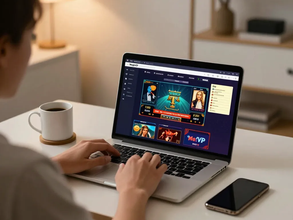 Terlibat dalam permainan strategis di platform MejaVIP di kantor rumah yang nyaman.