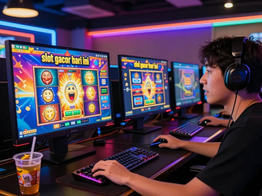 Pemain menikmati gameplay slot gacor hari ini yang mendebarkan dengan layar yang cerah dan suasana yang imersif.