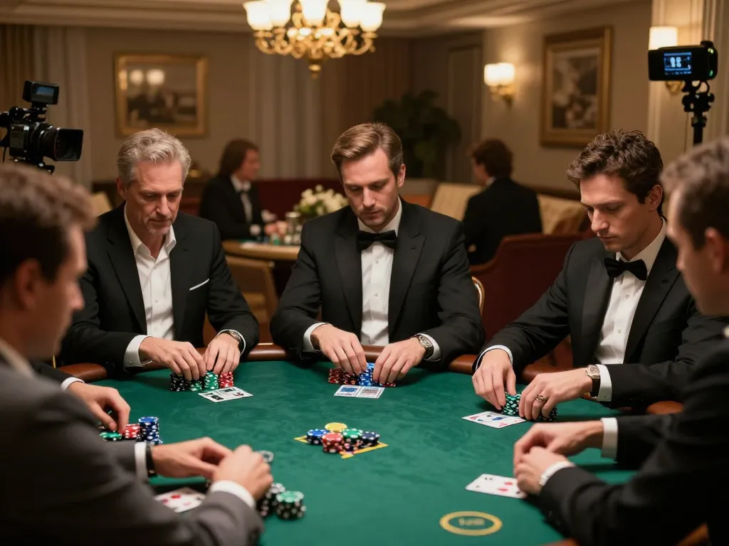 Participants engaging in a strategic poker game at KKWWIN's exclusive venue, showcasing focus and competitive spirit