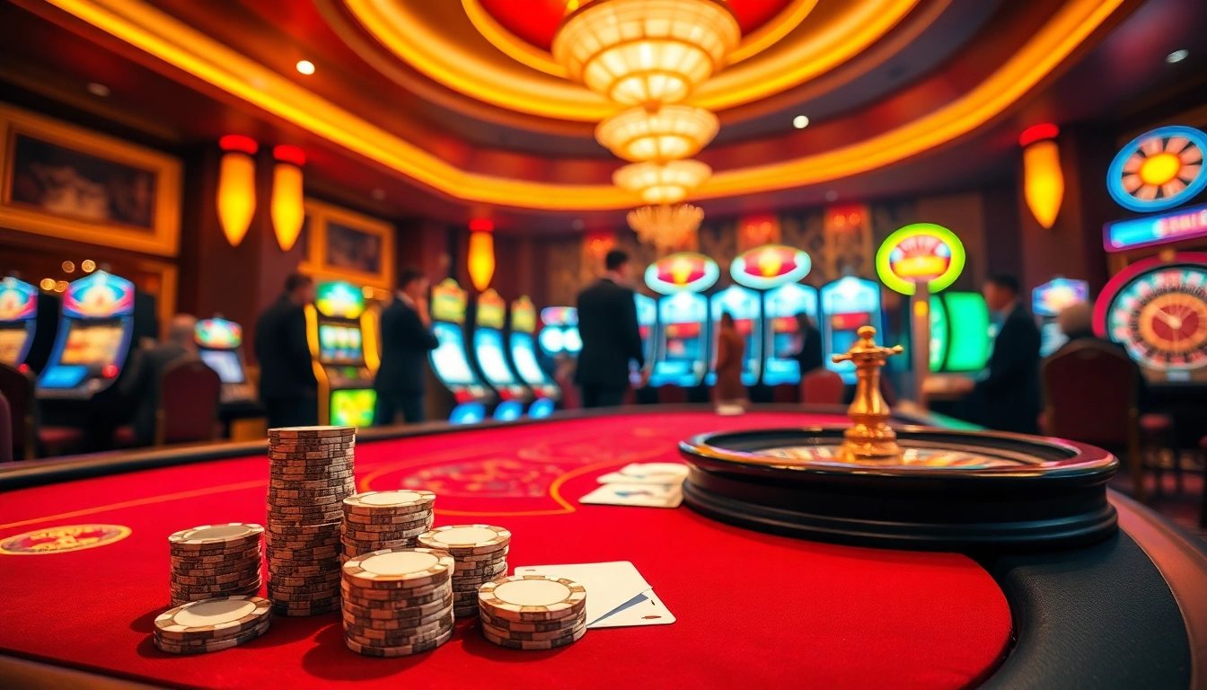 Players strategizing at a poker table showcasing GO8 gaming excellence in a luxurious casino setting.
