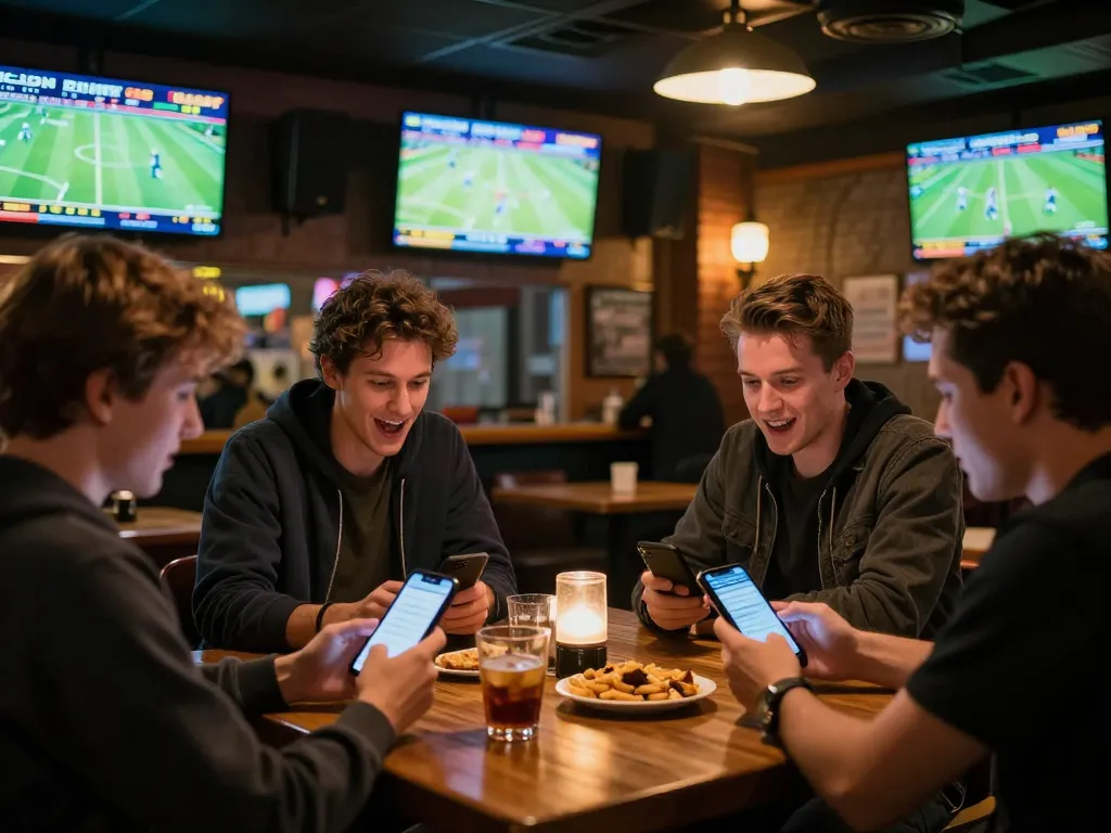 Sports betting excitement at nhà cái 8xbet with patrons actively placing wagers and watching games