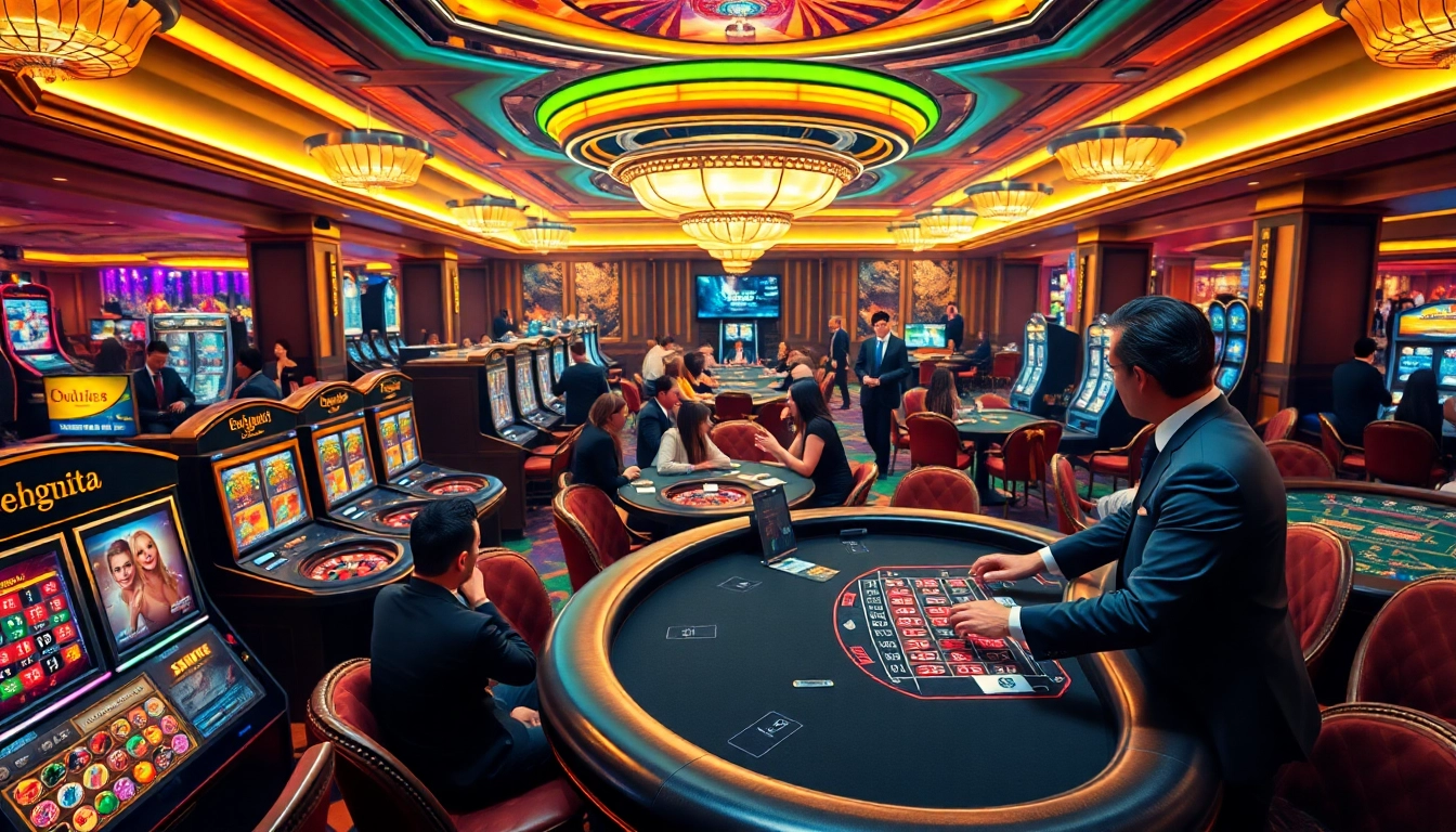 Players enjoying a lively casino atmosphere at 88xx, with engaging dealers and vibrant gaming tables.