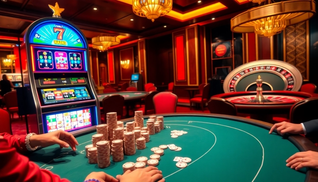 C168 players celebrate a big win at an upscale poker table in a lively casino.
