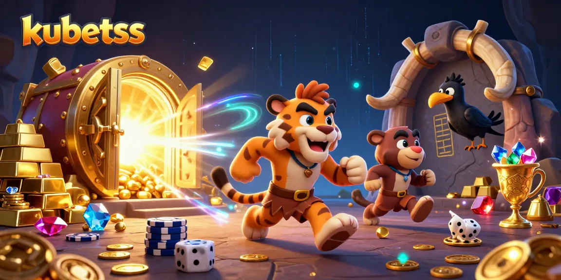 Experience thrilling casino adventures with kubetss in this vibrant 3D gambling illustration.
