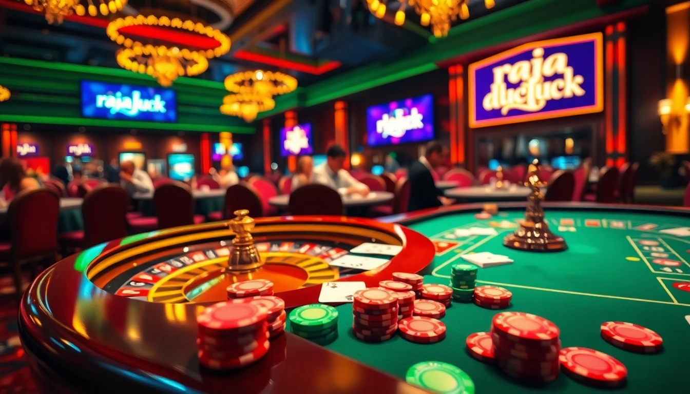 Engaging gamblers in a vibrant setting, raja luck represents thrilling opportunities at a luxurious casino table.