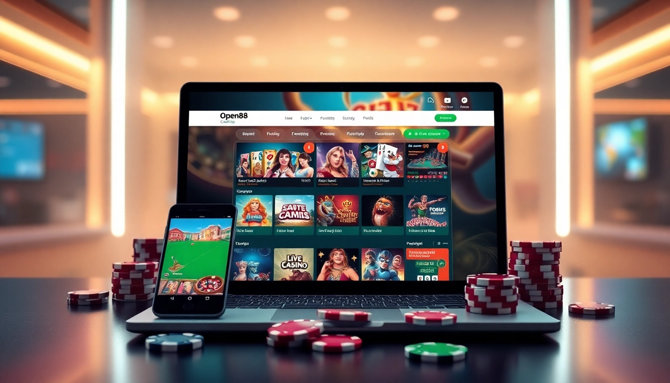 Exciting online gaming atmosphere showcasing the Open88 platform at https://open88seo.com/ with modern interfaces and vibrant game graphics.