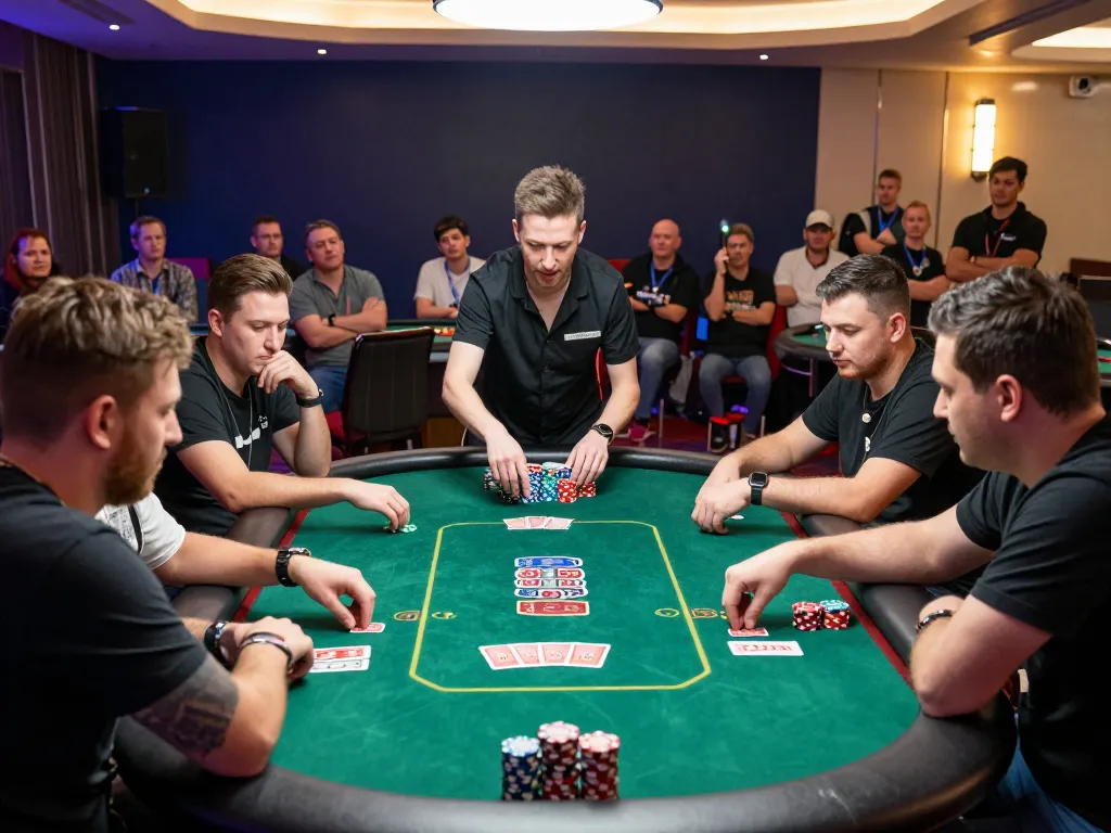 Players engaged in a high-stakes poker game at 789CLUB, showcasing intense focus and excitement.
