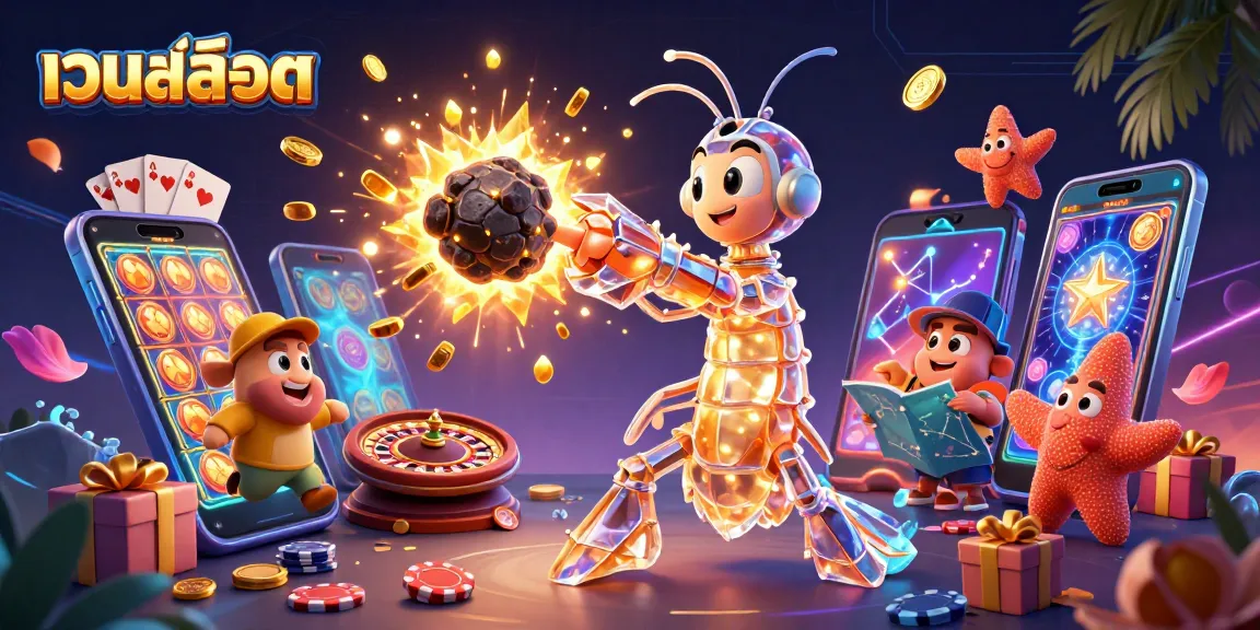 Engage with เว็บสล็อต as a dynamic 3D galactic samurai shrimp battles through an asteroid, revealing riches.