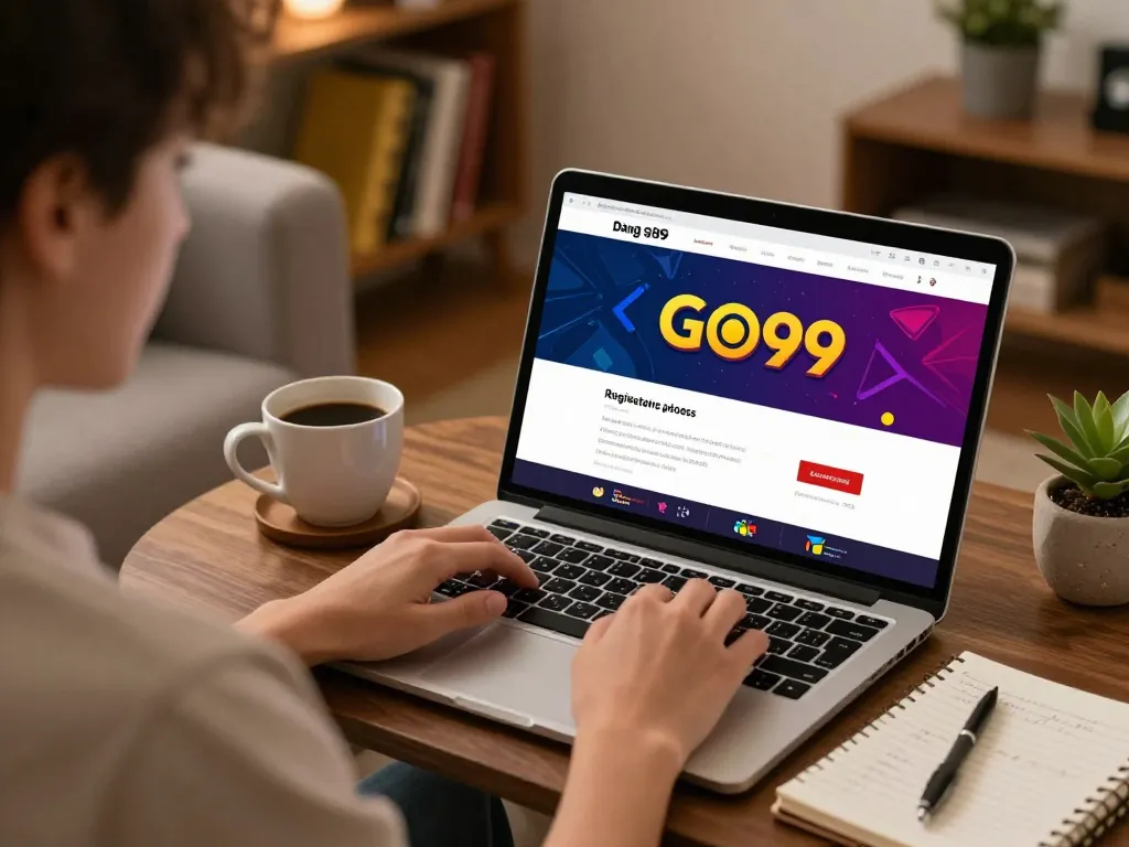 Engaging registration for đăng ký go99 on a laptop, showcasing a user-friendly interface in a cozy home setting.