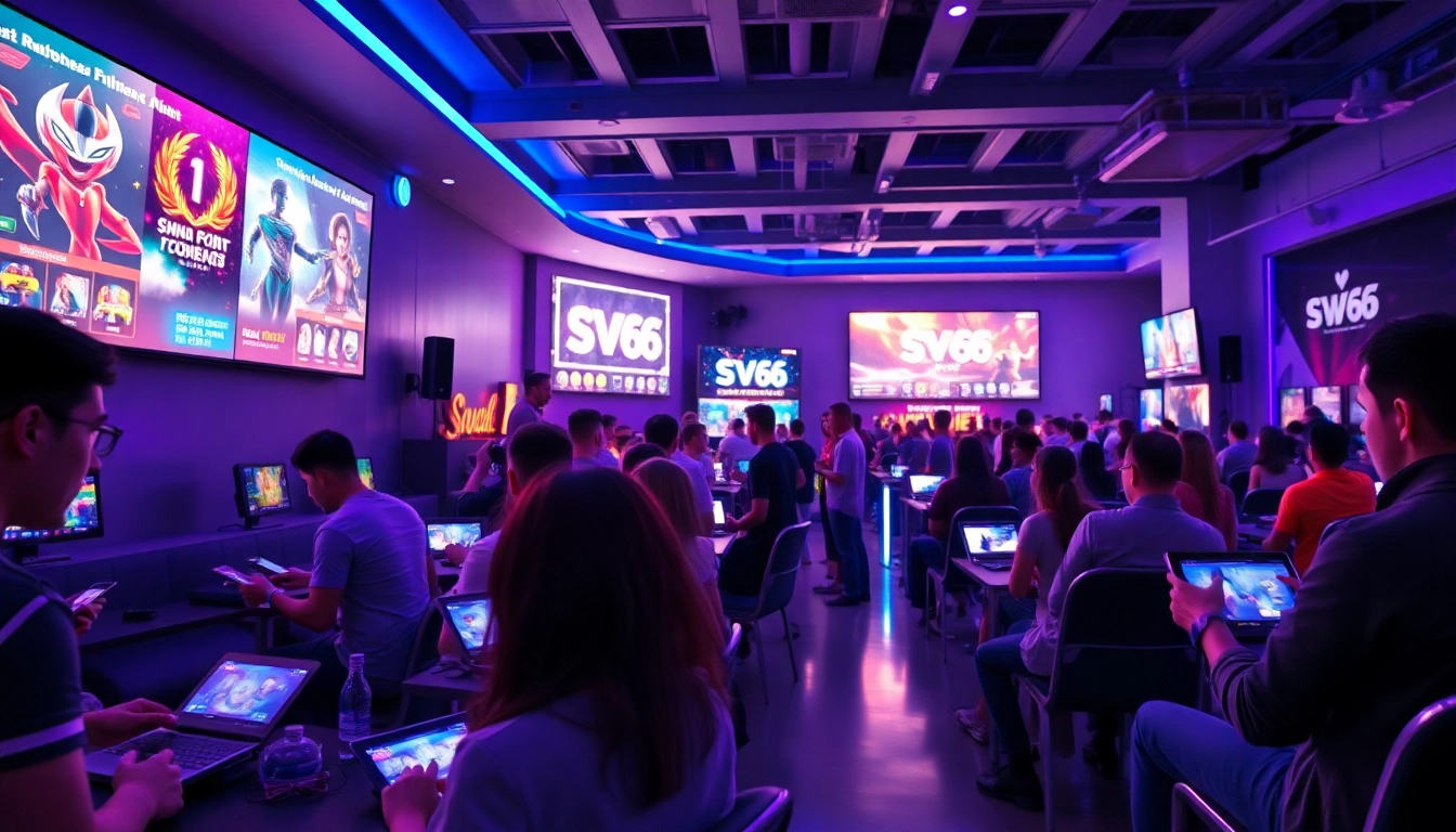 Experience the excitement of gaming at https://sv66s.net/ with players enjoying immersive games in a modern lounge.