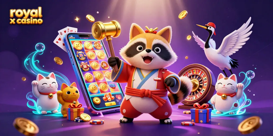 Engage with an exciting royal x casino experience featuring cheerful characters and vibrant slot games.