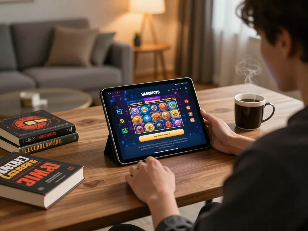 Akses login HARGATOTO untuk permainan slot yang menarik dalam pengaturan permainan rumah modern.