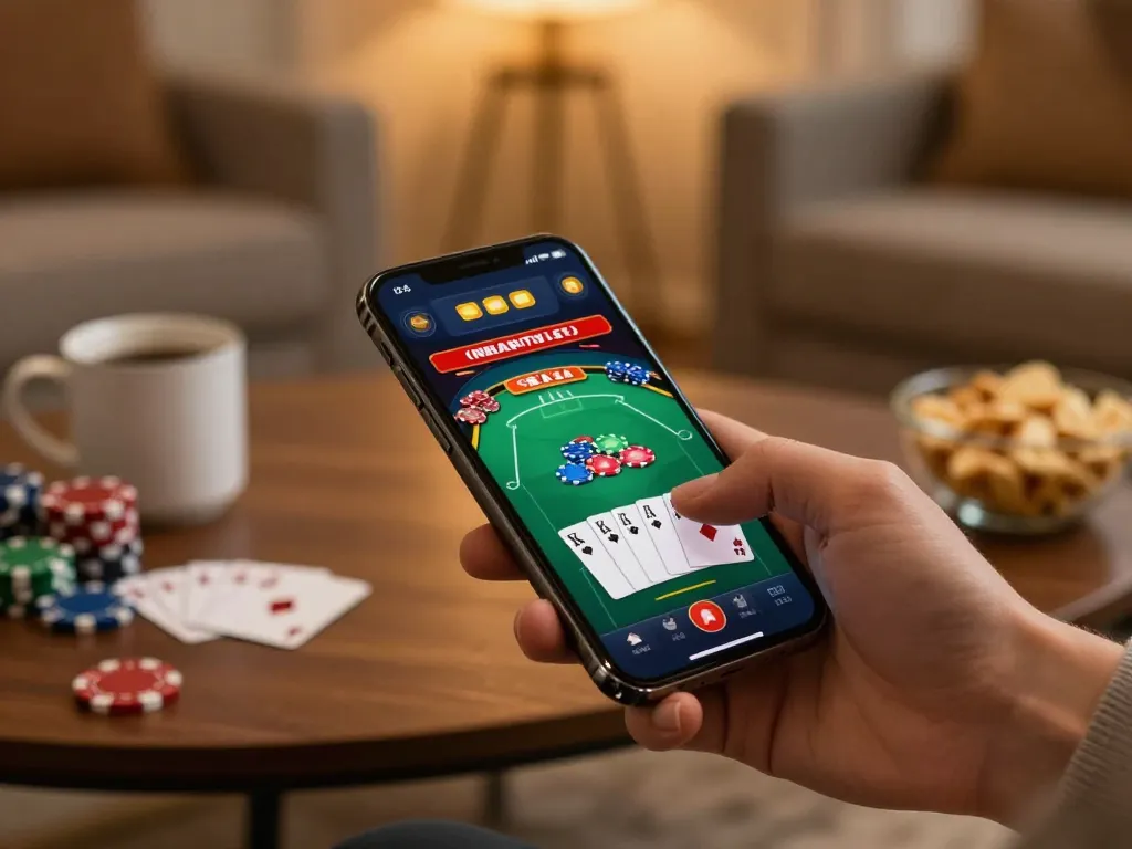 Engaging gaming at Ho88 online casino with vibrant poker game on smartphone.
