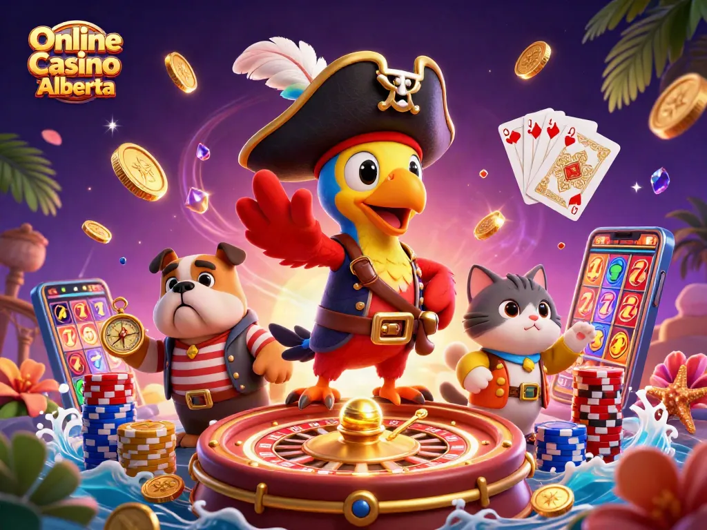 Experience thrilling gameplay at Online Casino Alberta with vibrant characters and dynamic casino elements.