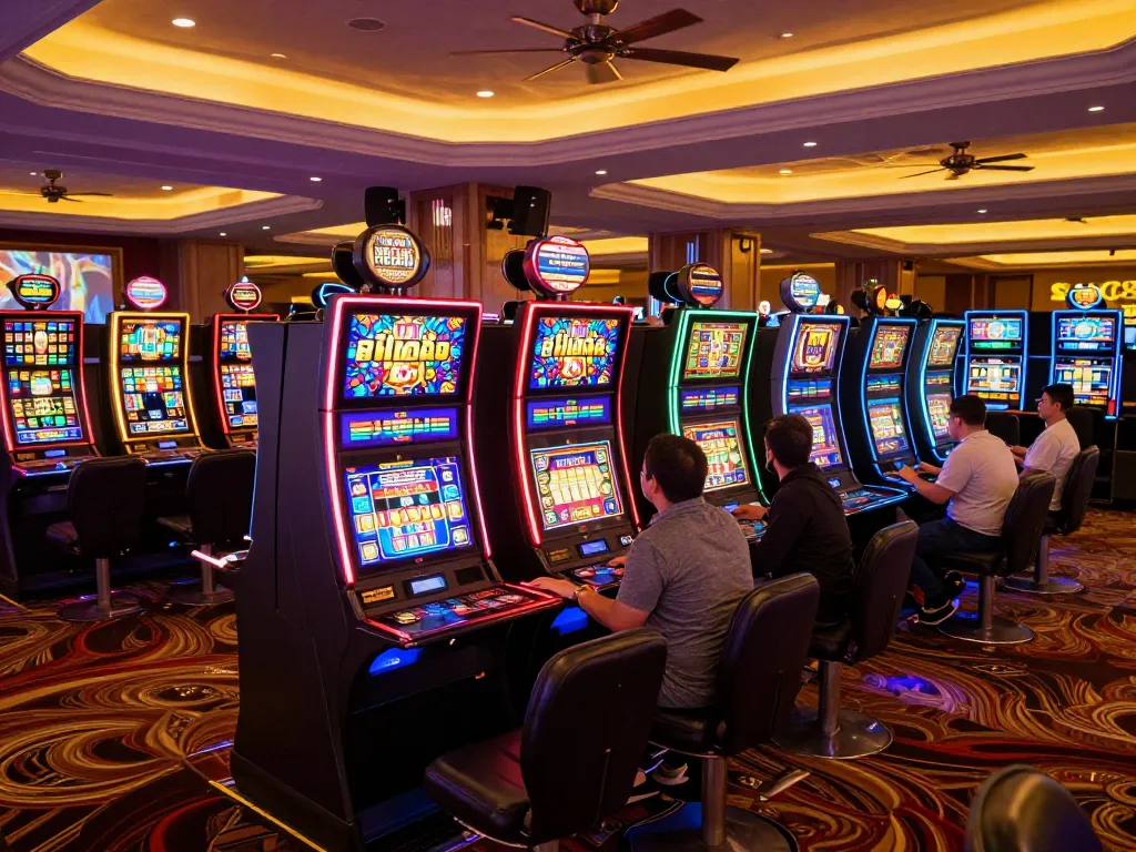 Players enjoying vibrant slots at soc88, celebrating wins in an exciting casino atmosphere