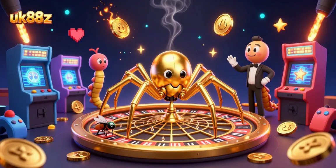 Engage in thrilling bets with the dynamic uk88z scene featuring a roulette wheel web & animated characters.