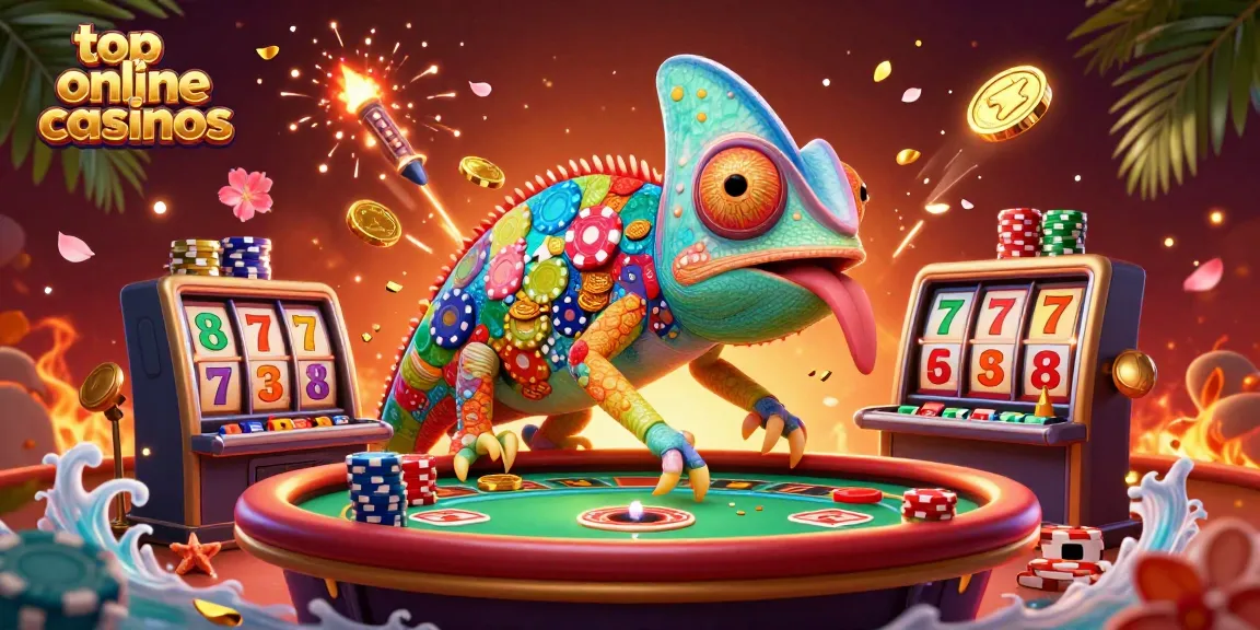 Experience winning strategies at top online casinos with an engaging casino scene illustration.