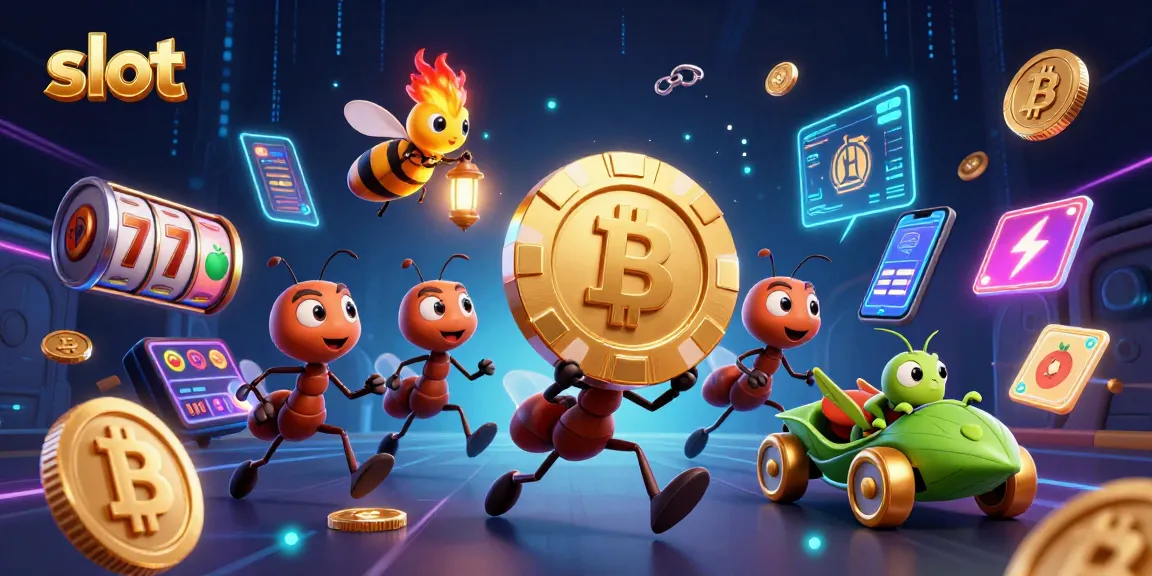 Experience thrilling slot gameplay with vibrant ants, golden poker chips, and high-energy casino elements.