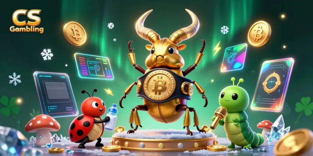 Experience thrilling CS Gambling with animated characters showcasing crypto elements and vibrant casino effects.