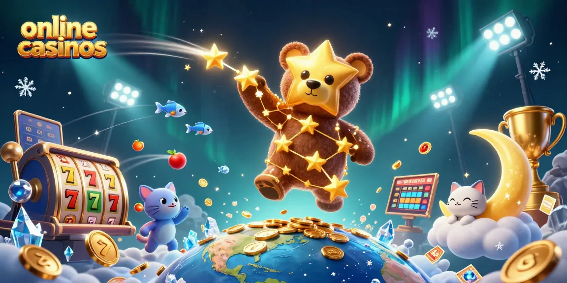 Experience thrilling online casinos with slots and rewards in a vibrant cosmic scene.