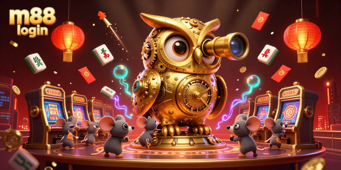 Place bets easily with m88 login in this vibrant casino-themed illustration.