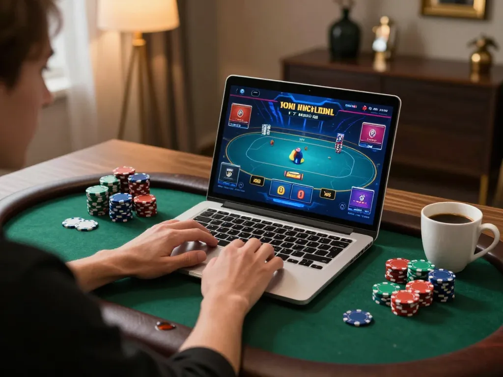 Engaging in a high-stakes poker game on 98winlive, showcasing top-notch online gaming experience.