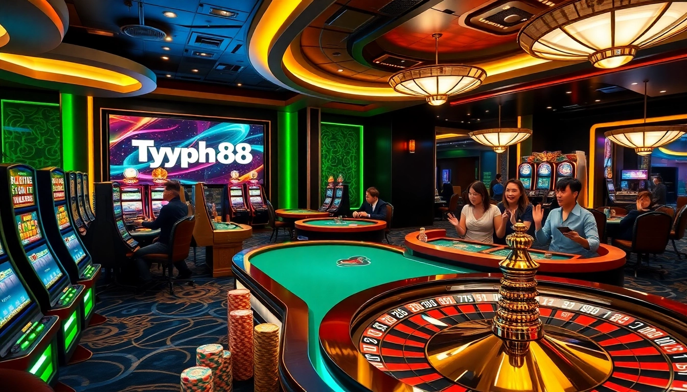 Experience the excitement of Typhu88 with vibrant casino tables and thrilling games.