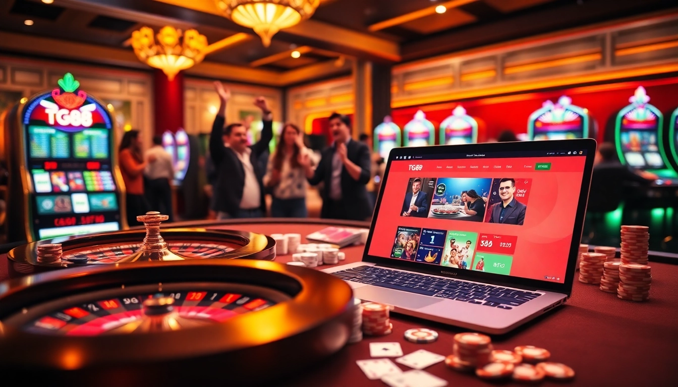 Engage with the thrilling atmosphere at https://tg888.co.com/, featuring casino tables, poker actions, and vibrant slot machines.