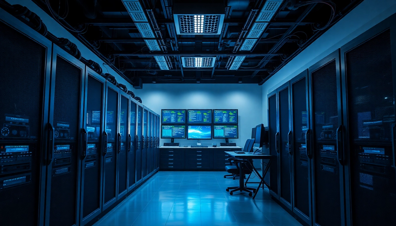 Efficient server room for adult website hosting with modern technology and organized setup.