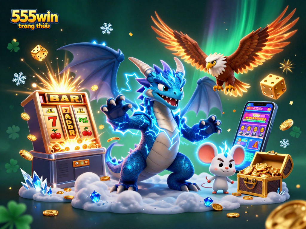 Experience the excitement of 555win trang chủ with dynamic characters and vibrant casino elements.