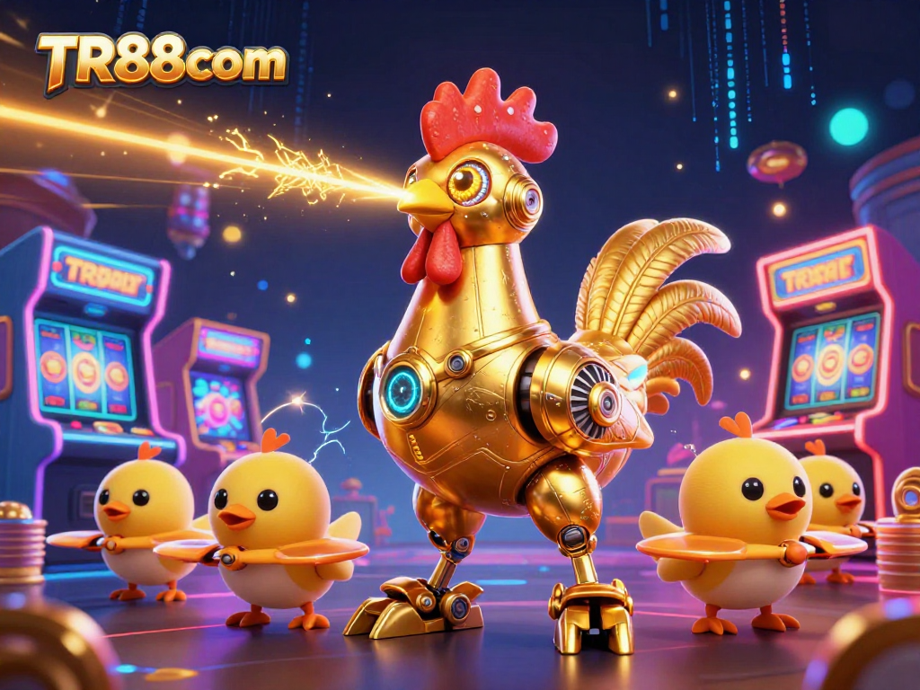 Experience thrill with TR88com's ultra-detailed 3D cartoon scene showcasing vibrant casino and gaming elements.