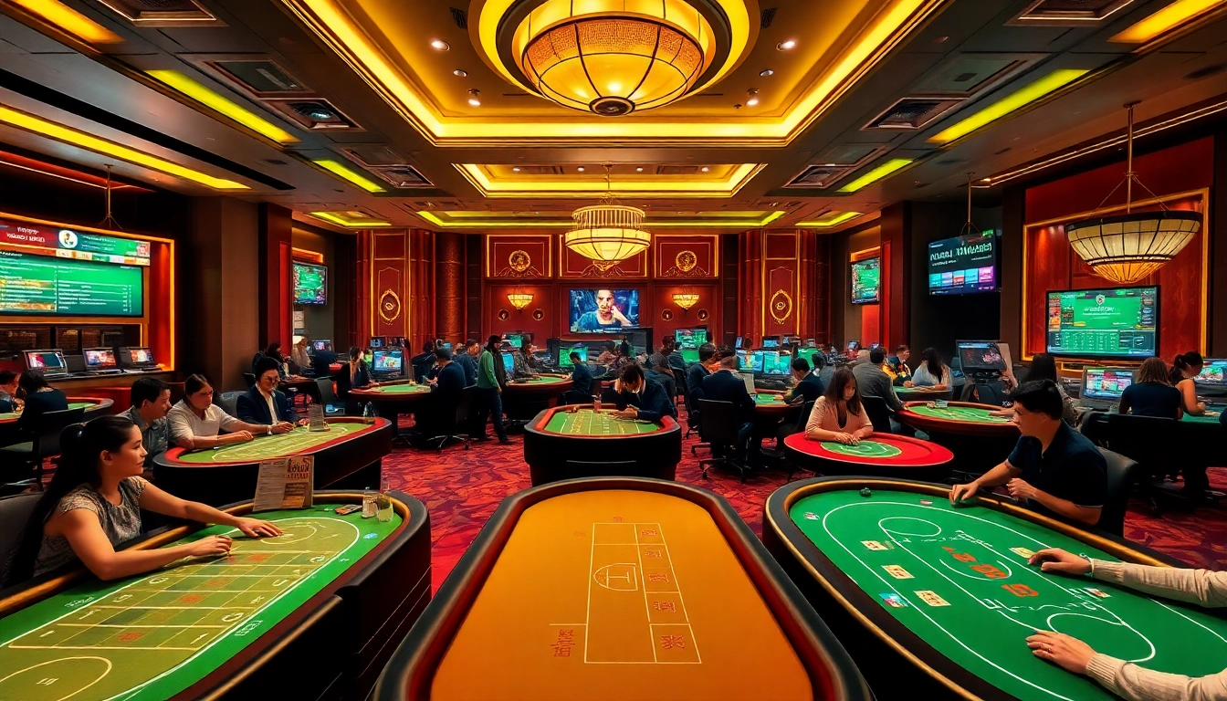 Experience the excitement of online gaming at 69 VN with vibrant casino tables and eager players.