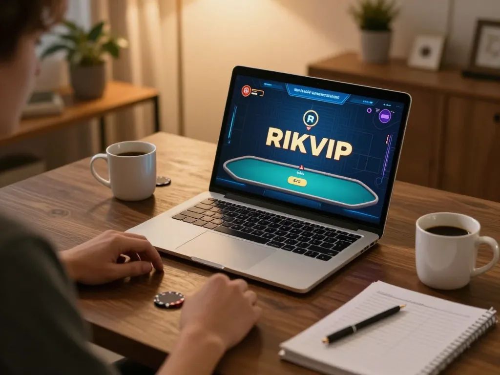 RIKVIP player strategizing their next move during an online poker session