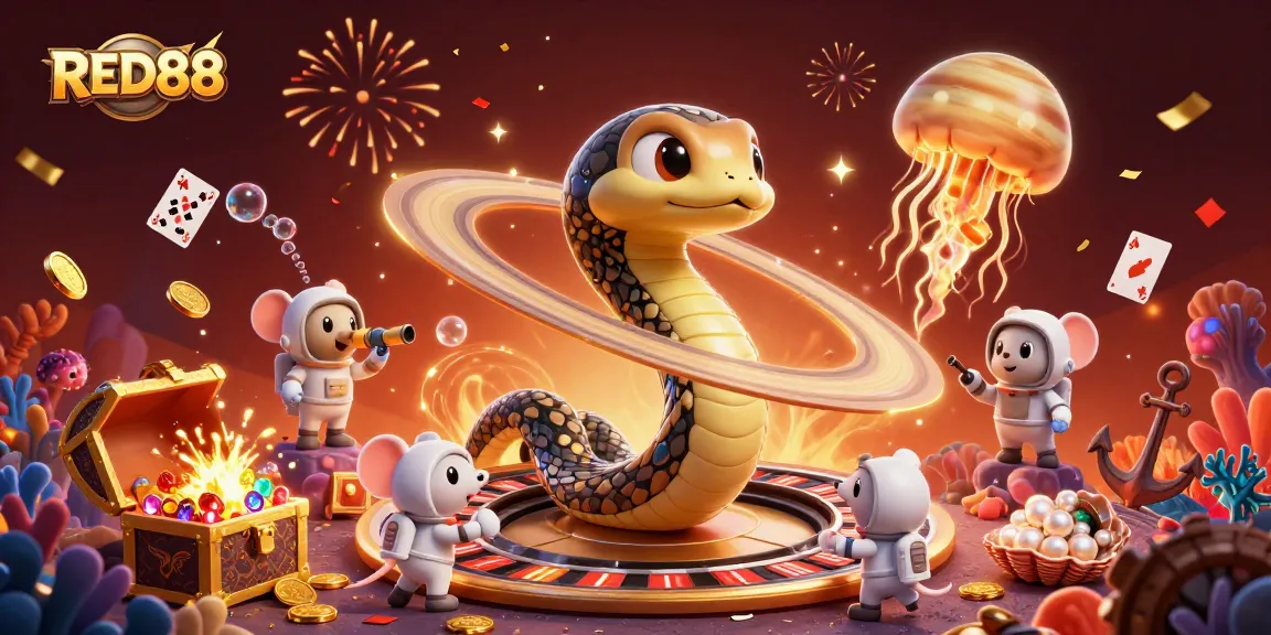 Bet on the cosmic roulette with RED88's vibrant casino scene featuring luck and fun.