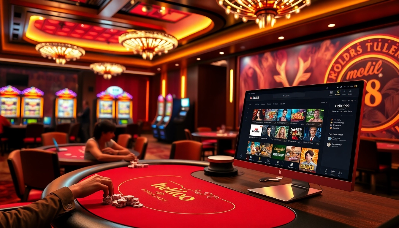 Experience thrilling gameplay at hello88 with a stylish poker table showcasing vibrant casino chips.