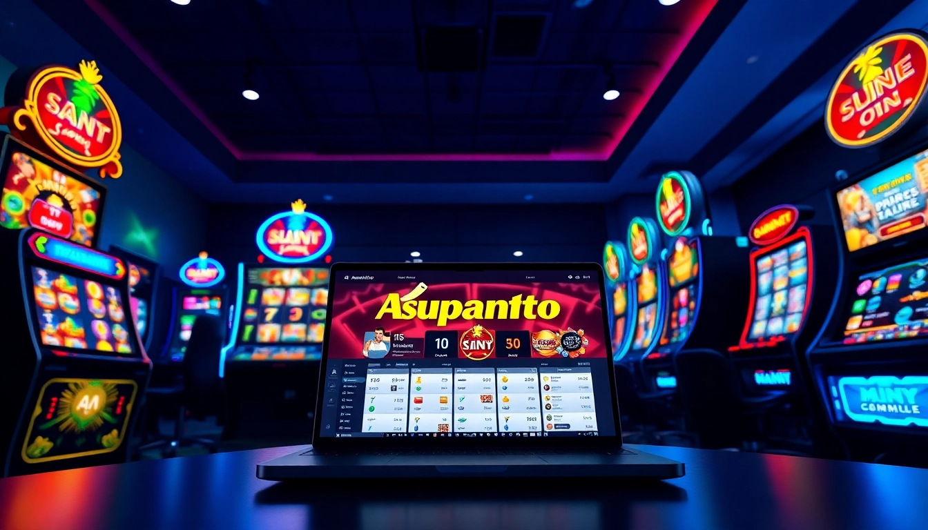 Asupantoto online gaming interface showcasing slot machines and excitement.