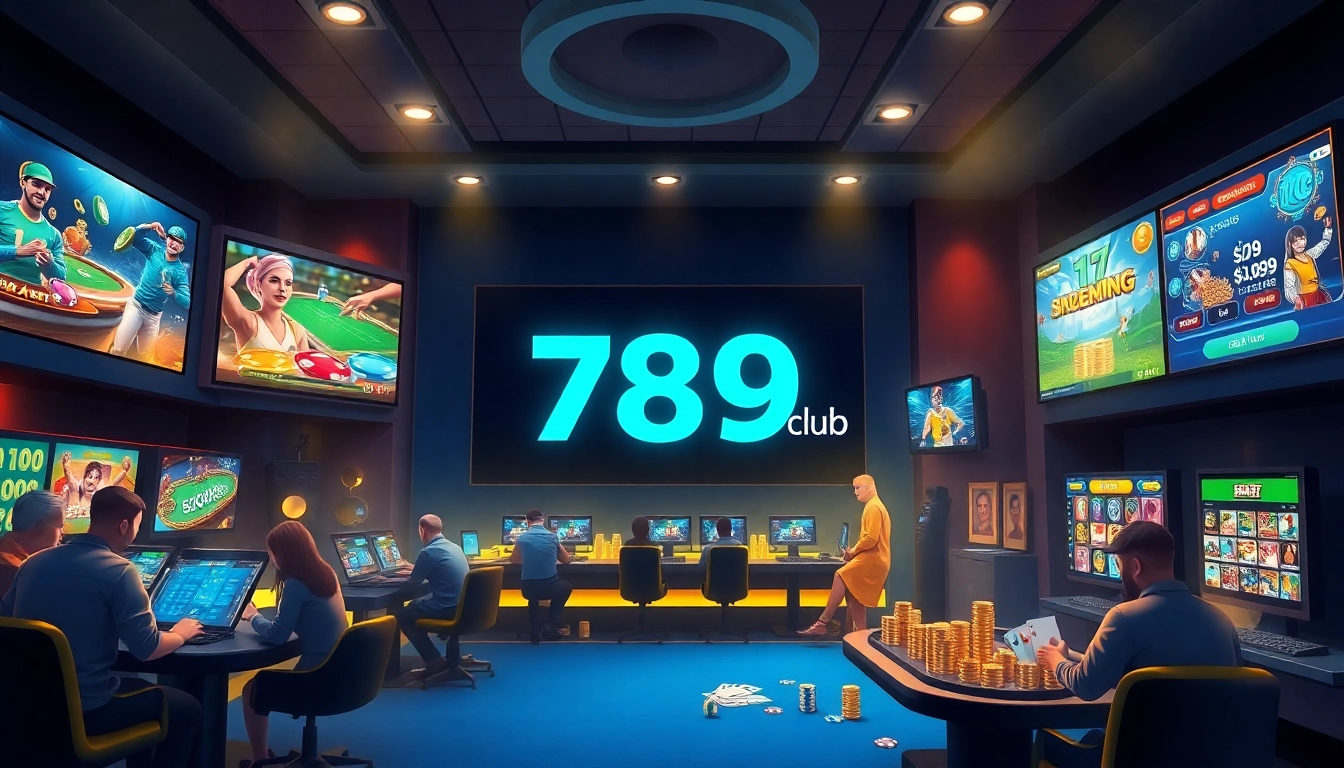 Experience the excitement of 789club's online gaming platform with dynamic visuals of casino games and sports betting.