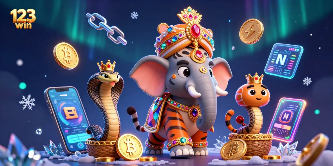 Play thrilling games and win big at 123win com with pop culture-themed 3D illustration.