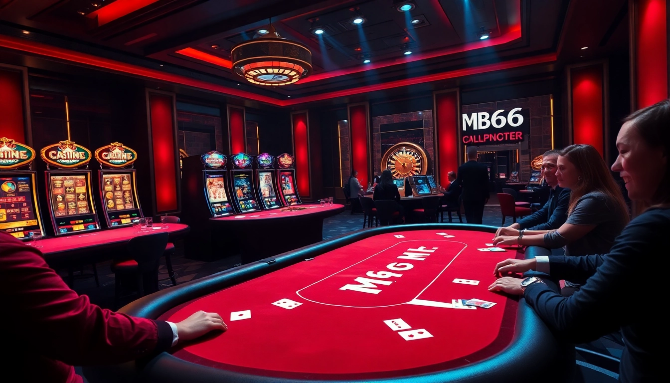 Excited players enjoying an upscale experience at MB66 online casino gaming tables.