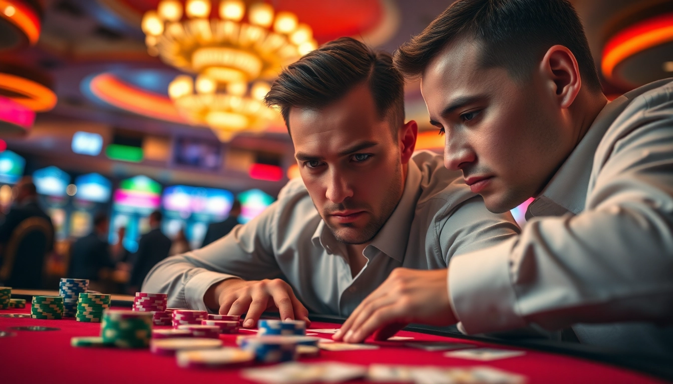Engaging scene of AT99 casino player immersed in a thrilling game with colorful chips.