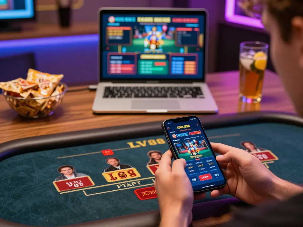 Engage with the LV88 casino app on mobile, featuring live dealer gameplay and dynamic betting options.