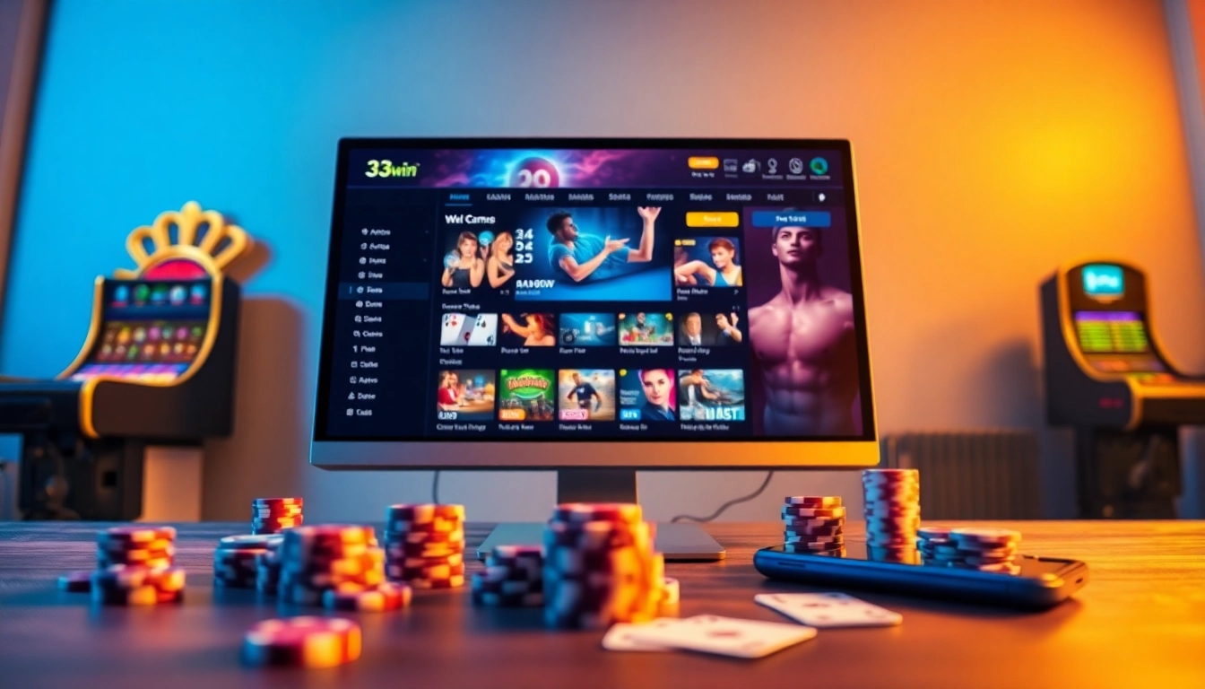33win online gaming platform showcasing vibrant casino games and a user-friendly interface.