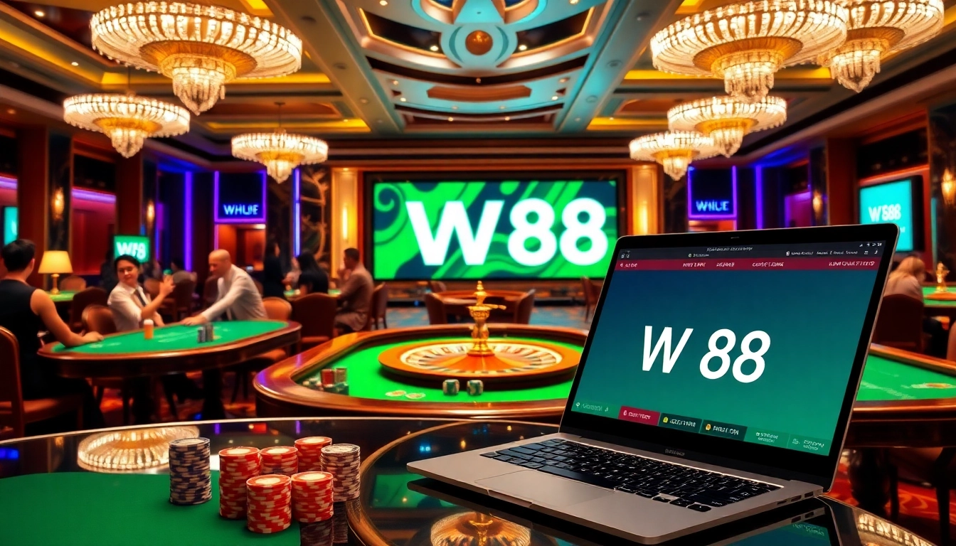 Experience the excitement of W88 link mới nhất at a luxurious casino table with poker games.