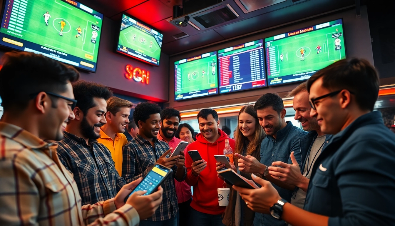 Live soccer betting excitement at https://keonhacai.gold/ with diverse bettors analyzing odds