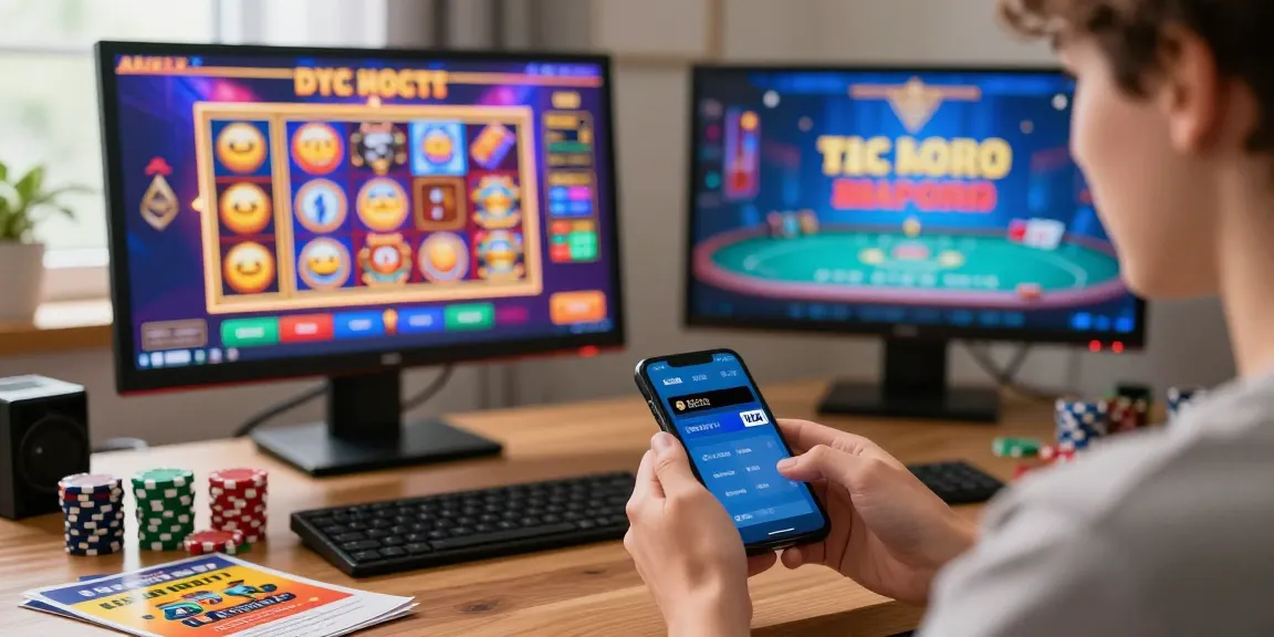 Player using Visa credit card casinos at home gaming setup with vibrant graphics and casino chips.
