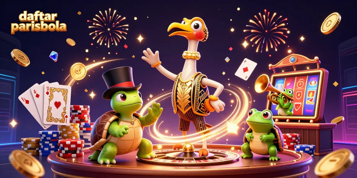 Join daftar parisbola at an exciting speakeasy with vibrant 3D characters and casino elements.