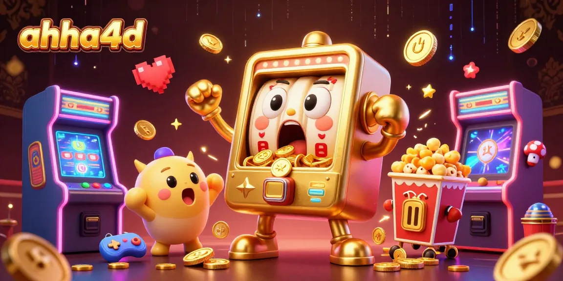 Menghadirkan ahha4d dengan slot mesin bergerak dan koin bersinar, menampilkan suasana permainan menyenangkan.