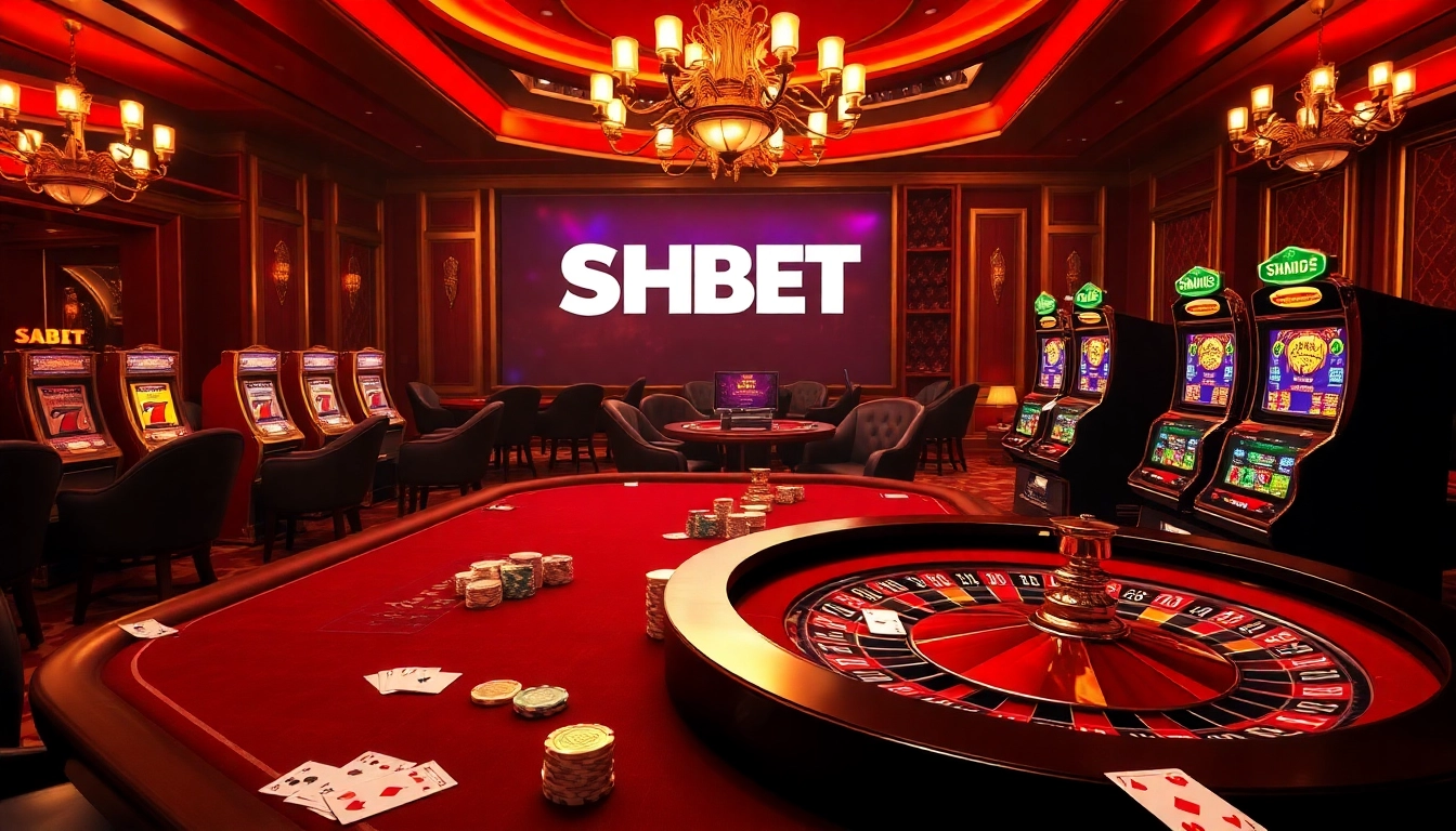 Experience the thrill of wagering at SHBET's luxurious online casino with vibrant gaming elements.